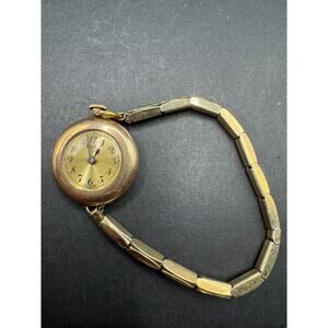 Vintage Hallmark Swiss 1/20 10KT GF Top 15Jewels Art Deco Bracelet Watch 23.5mm